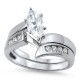 Sterling Silver 925 Wedding Band Engagement Ring Set